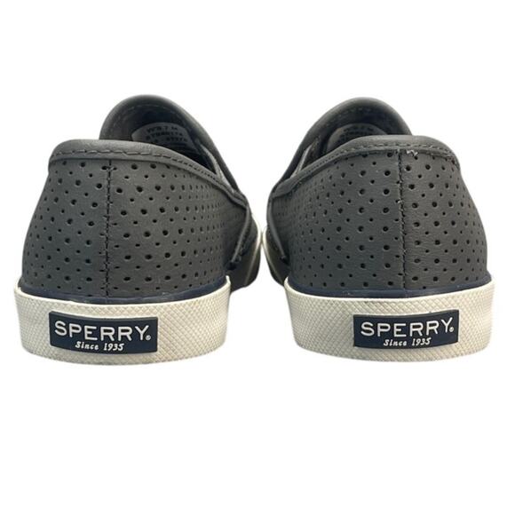 Sperry Pier Side Gray Leather Perforated Slip On Loafer Sneaker Women 7 - Picture 4 of 7